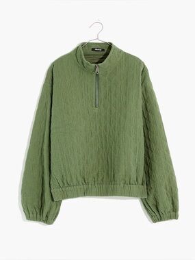 Madewell Diamond Jacquard Half-Zip Pullover Top in Faded Palm women’s medium